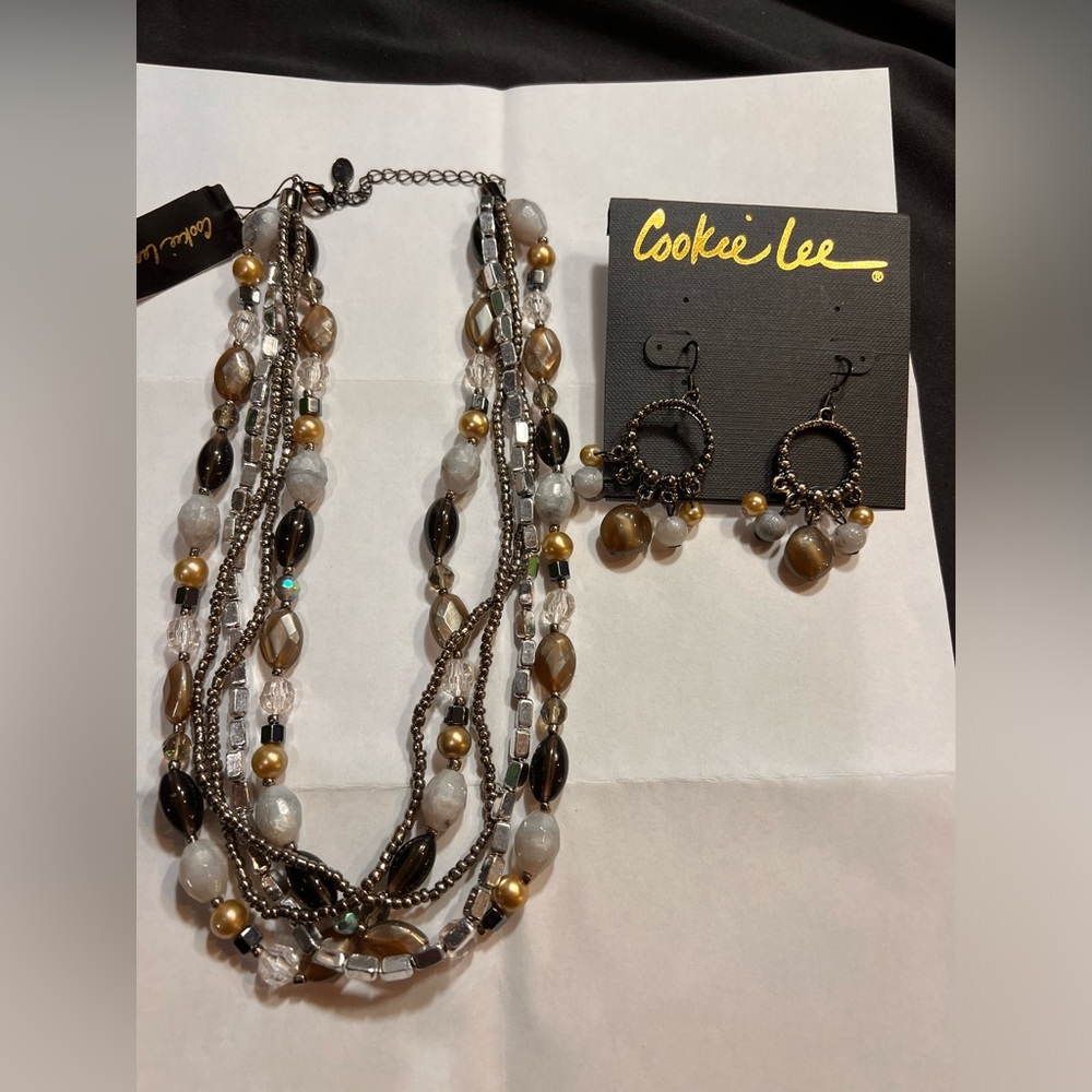 Cookie Lee- crystal and glass beads set- necklace and earrings